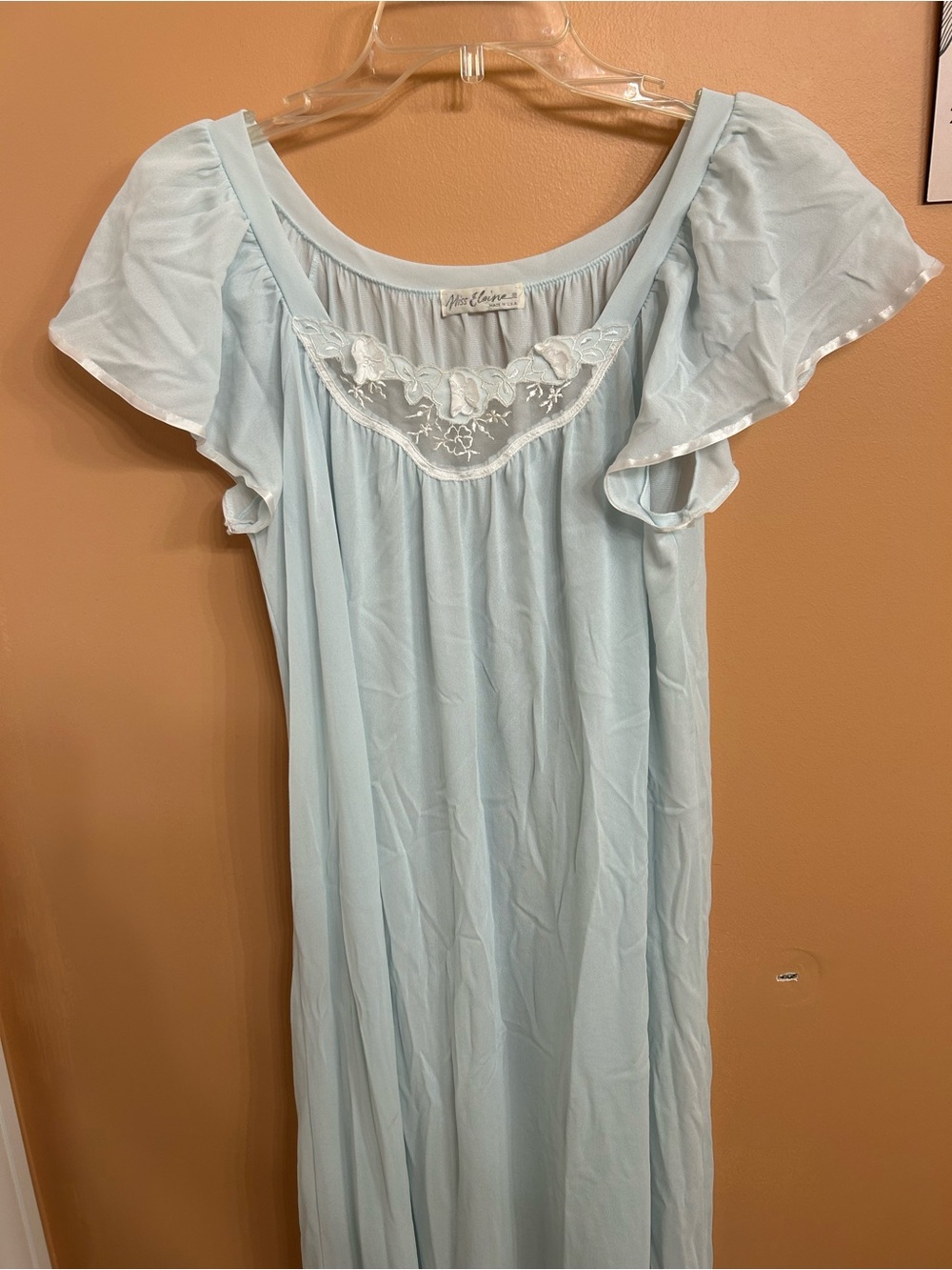 Miss Elaine Vintage-Inspired Light Blue Nightgown with Lace Yoke